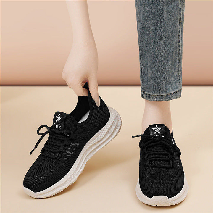 Women's Breathable Running Shoes with Shock-Absorbing Sole and Elastic Details EB
