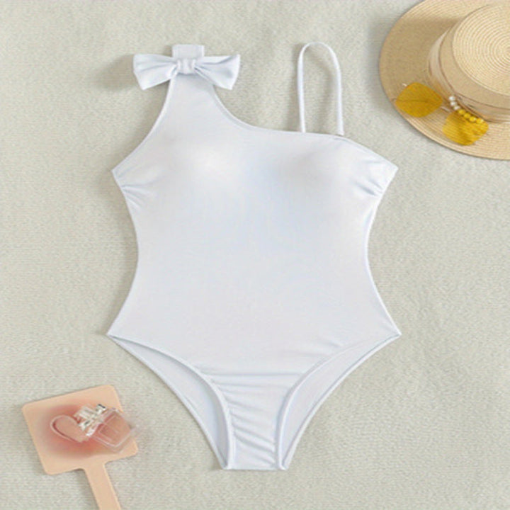 Women's Asymmetrical One-Piece Swimsuit with Bow Details EB