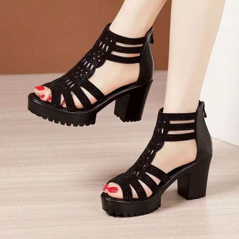 Ladies' High-Heeled Sandals with Elegant Cut and Detail-Loving Design EB