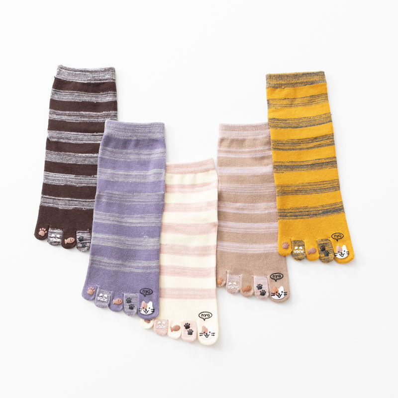 Casual Striped 5-Toe Socks