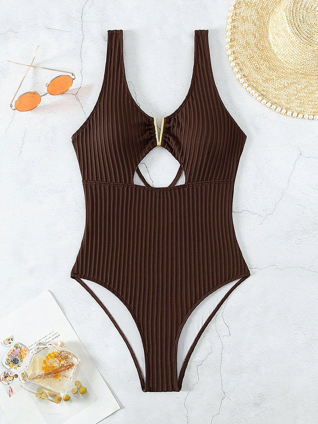 Damen Cut-Out Badeanzug mit elegantem Rippendesign EB