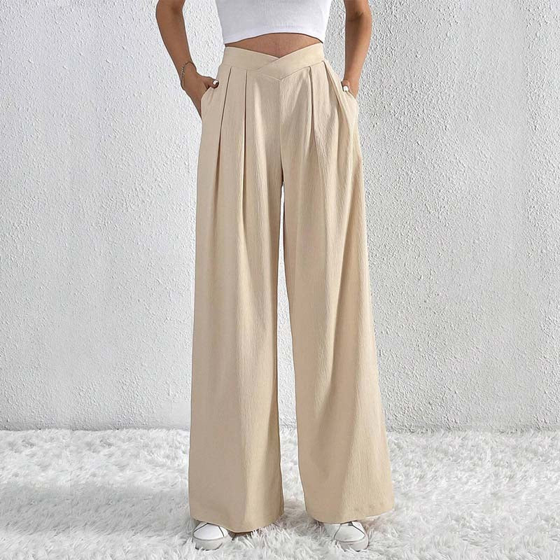 Elegant Light Beige Wide-Leg Pants for Women – Comfortable, High-Waisted