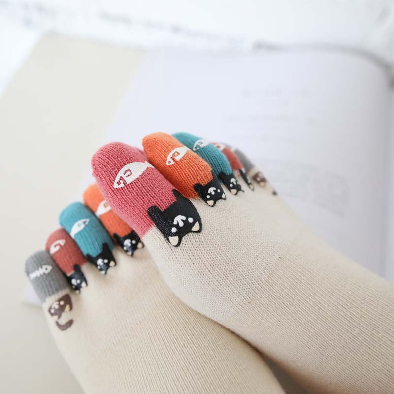 Cartoon Five-Toe Socks