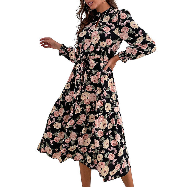 Women's Floral Dress with Ruffles and Long Sleeves Echo Archive, view 5 - Elena Harper