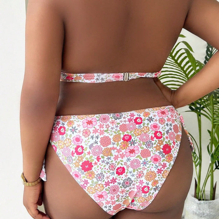 Women's Bikini with Tied Top and Floral Design EB