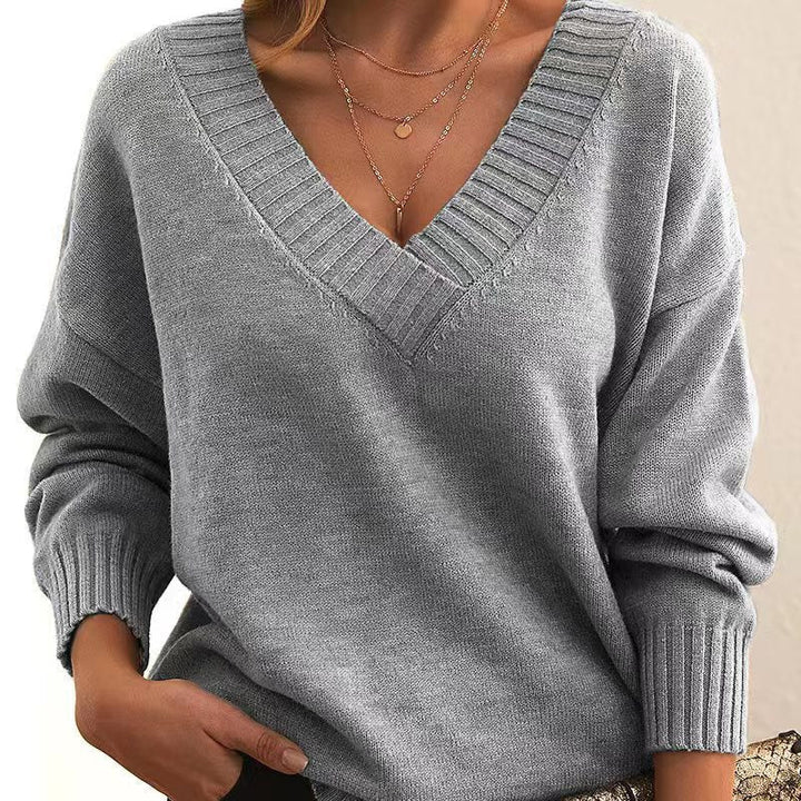 Casual Knitted Jumper in Solid Colour