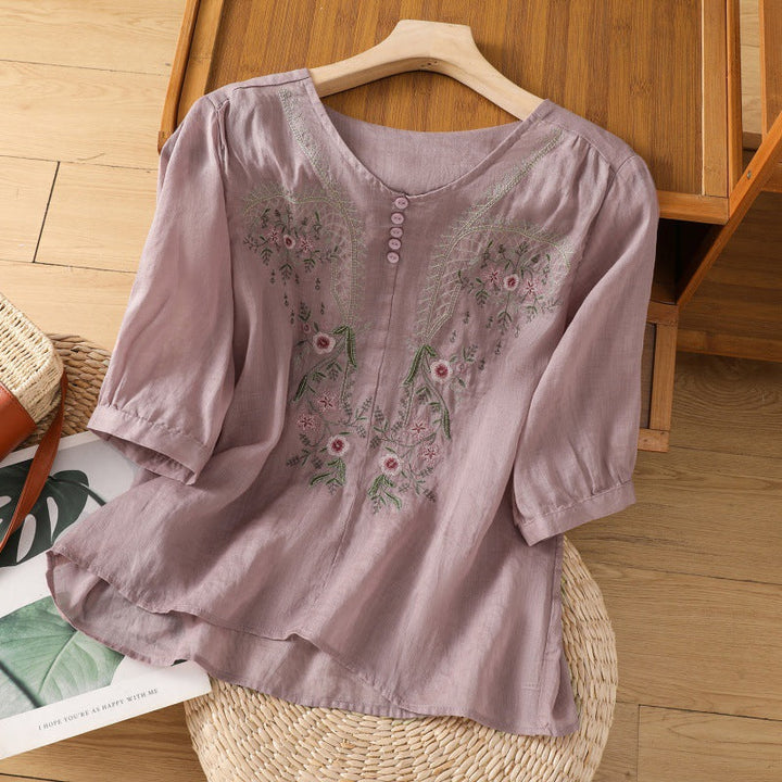 Women’s Blouse | Embroidered Round Neck
