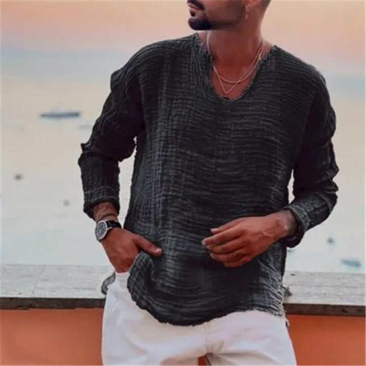Men's Casual V-Neck Shirt – Effortless Style & Comfort