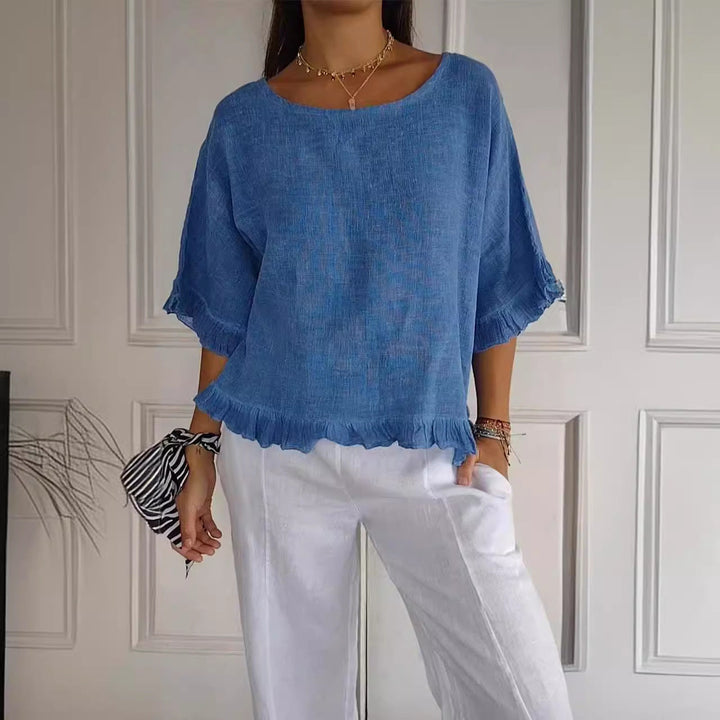 Women's Casual Gathered Trim Blouse