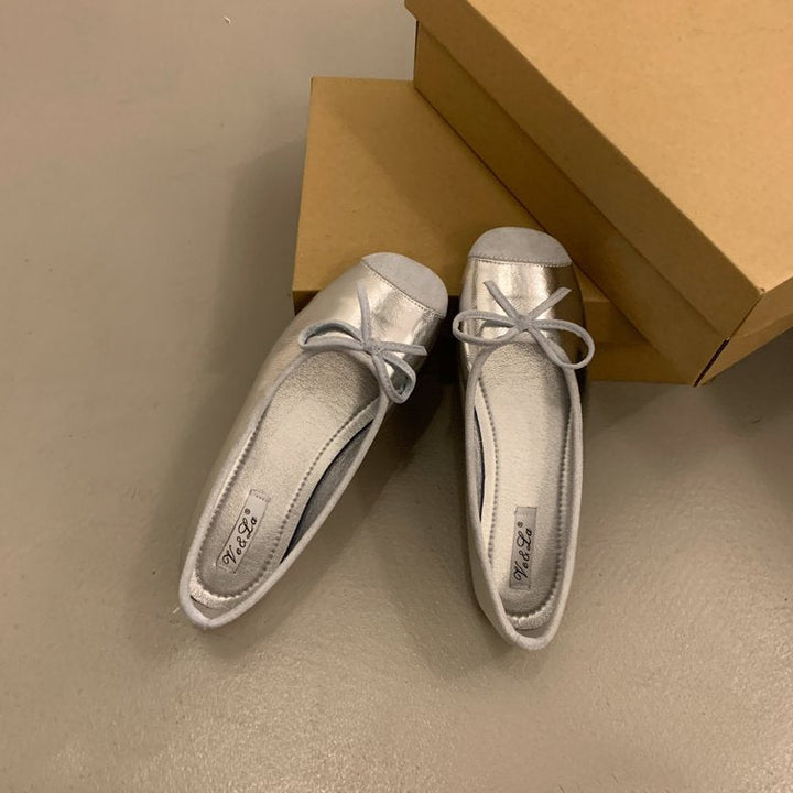 Ladies' Comfortable Ballet Flats with Decorative Bow Accent and Elastic Footbed EB