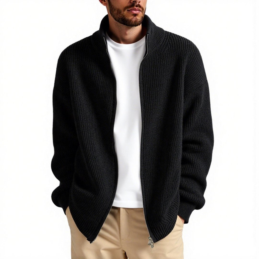 Men's High Collar Zipper Cardigan – Stylish Comfort