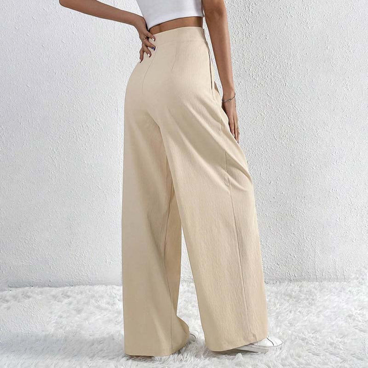 Elegant Light Beige Wide-Leg Pants for Women – Comfortable, High-Waisted