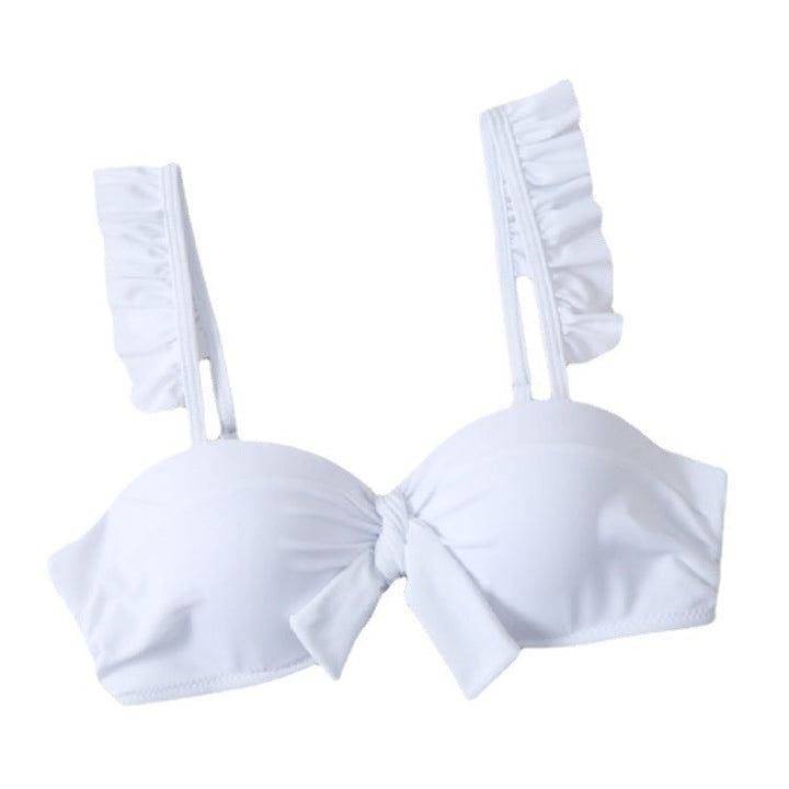 Women's Bikini Top with Fringed Straps and Knot Detail EB