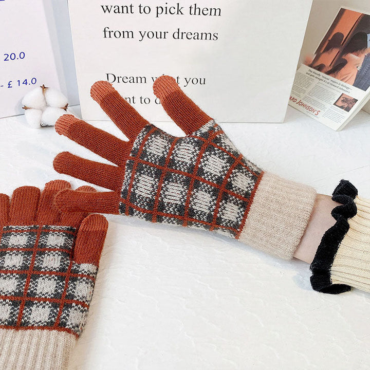 Vintage Plaid Warm Gloves