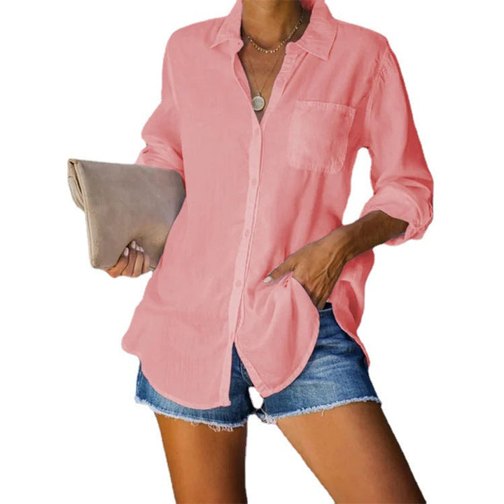 Women's Lightweight Blouse Shirt with Classic Collar