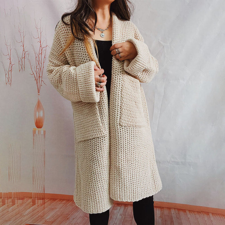 Casual Knitted Cardigan in Solid Color