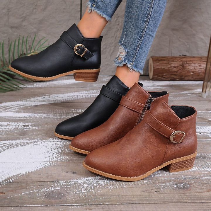 Women's Ankle Boots with Cushioned Insole and Convenient Zipper