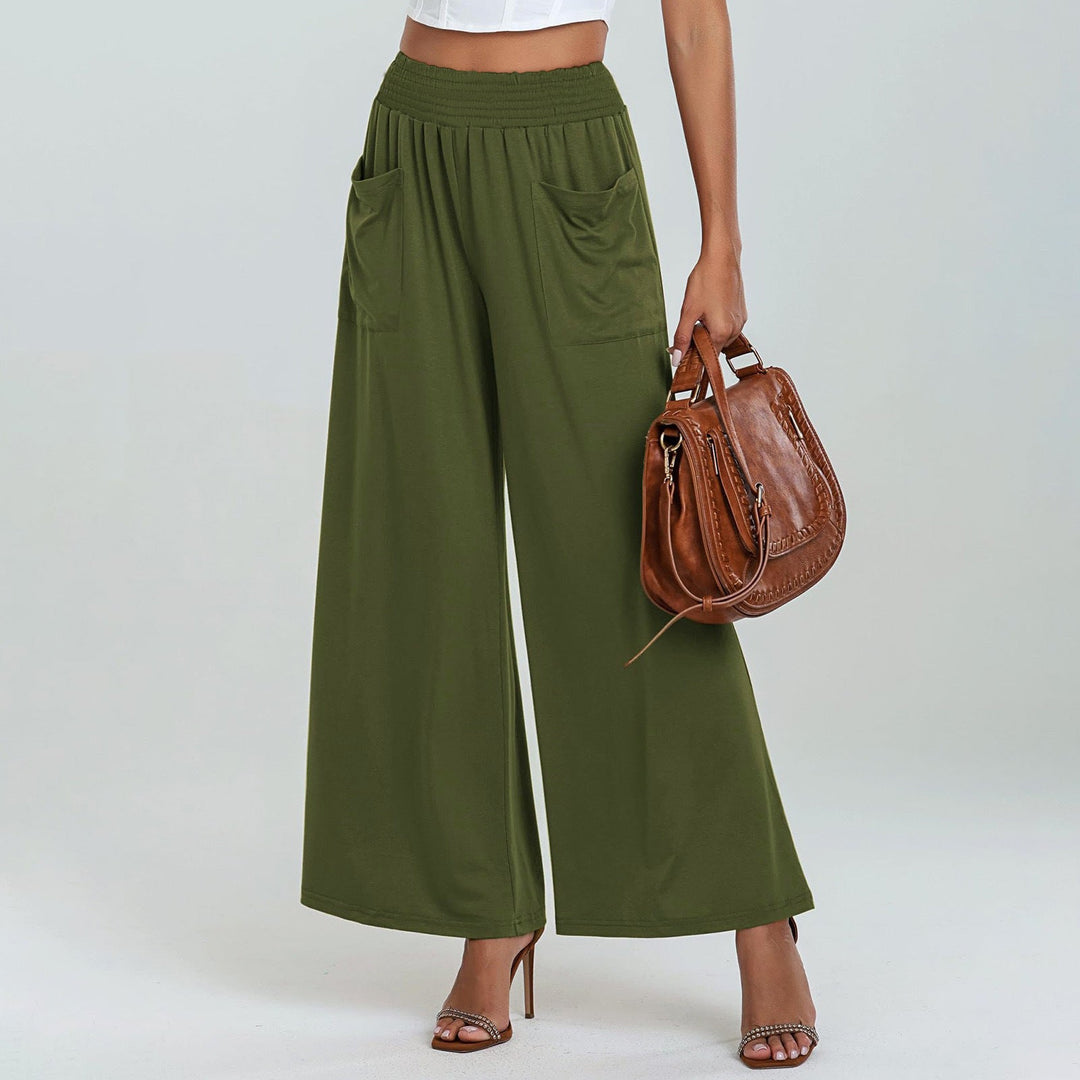 Women's Comfortable Loose-Fitting Leisure Pants with Elastic Waistband and Practical Side Pockets EB