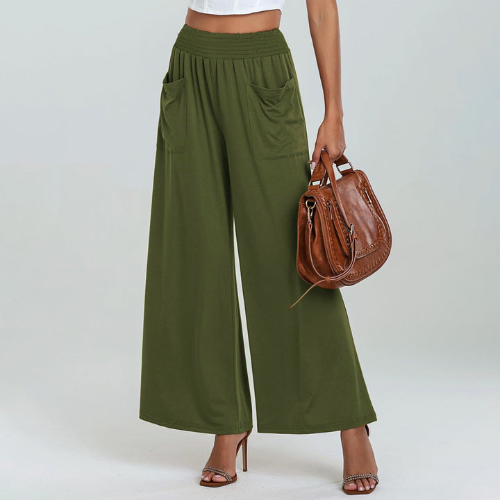 Women's Comfortable Loose-Fitting Leisure Pants with Elastic Waistband and Practical Side Pockets EB