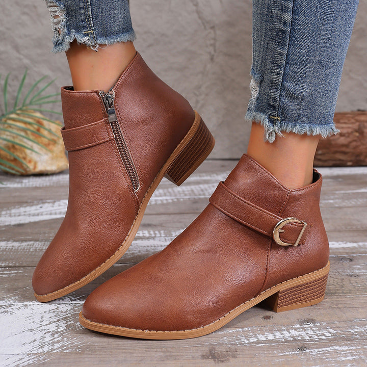 Women's Ankle Boots with Cushioned Insole and Convenient Zipper