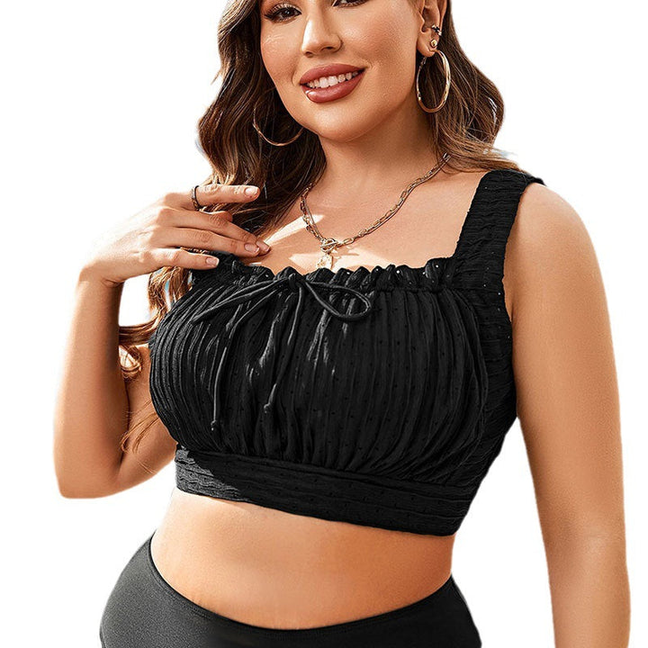 Damen Cropped Top Bikinioberteil mit modischen Rüschen EB
