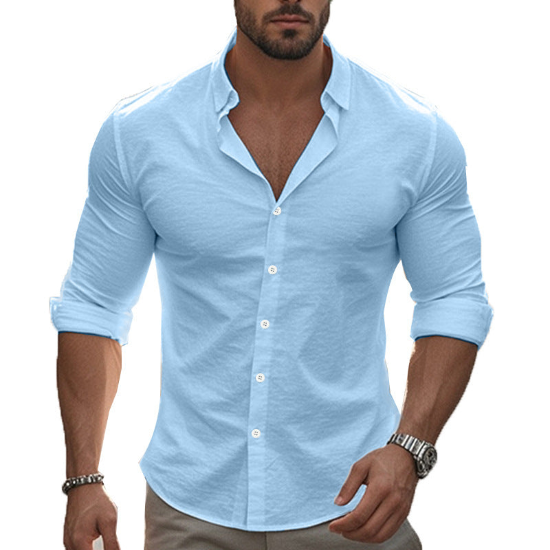 Men's Elegant Long Sleeve Shirt with Modern Collar