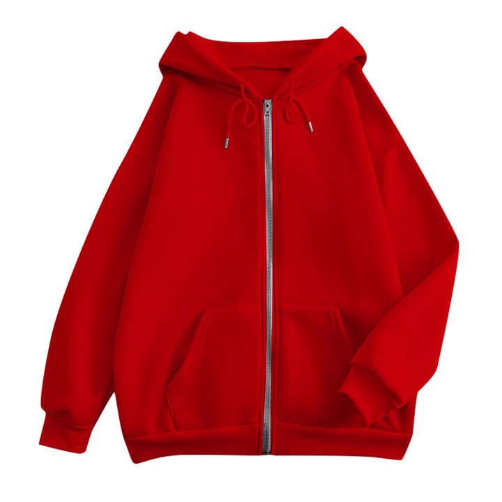 Women's Wide Zip Hoodie with Kangaroo Pockets and Ribbed Cuffs