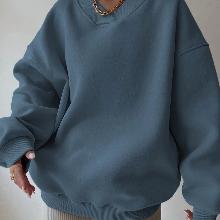 Women's Round Neck Long Sleeve Solid Color Sweater
