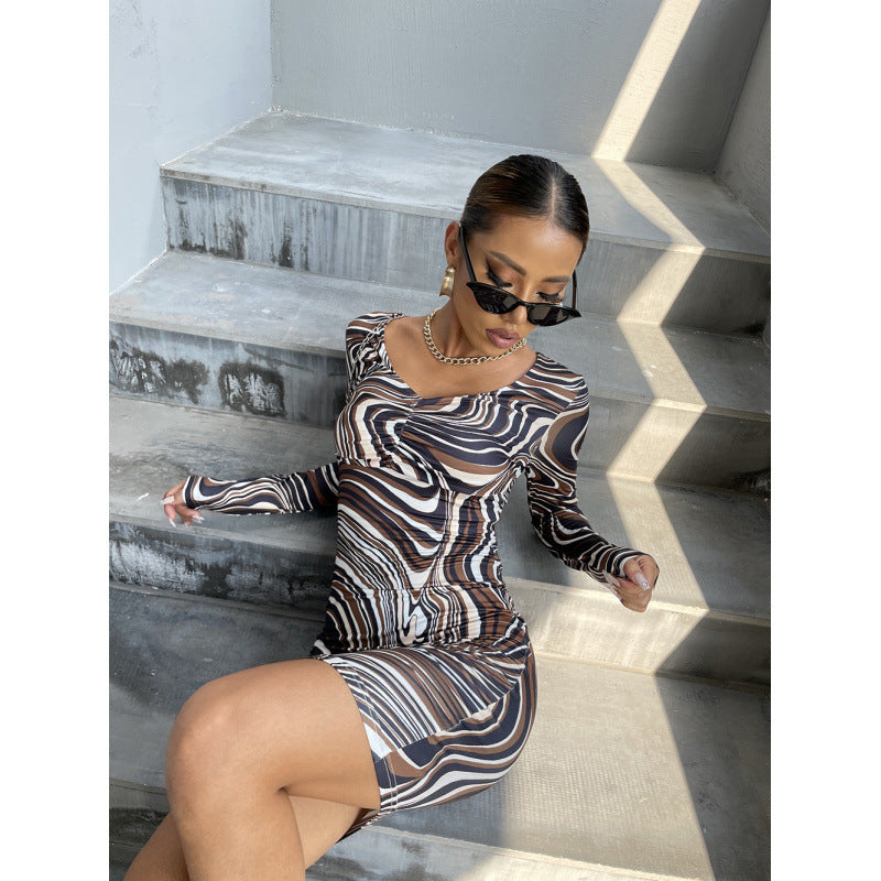 Women's Abstract Print Bodycon Dress EB