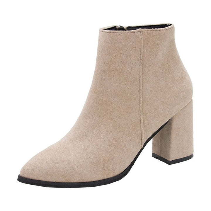 Women’s Ankle Boots with Block Heel and Zipper
