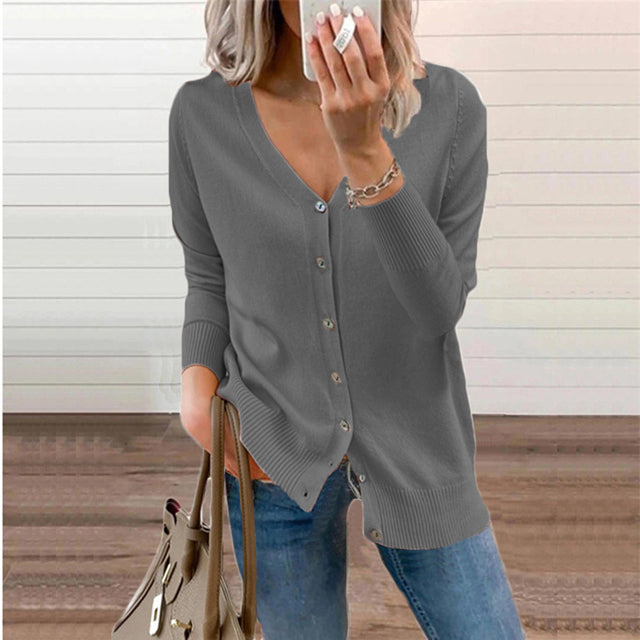 Casual Knitted Cardigan in Solid Color