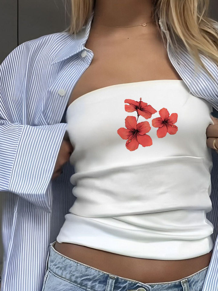 Women's Bandeau Top with Eye-Catching Statement Print EB