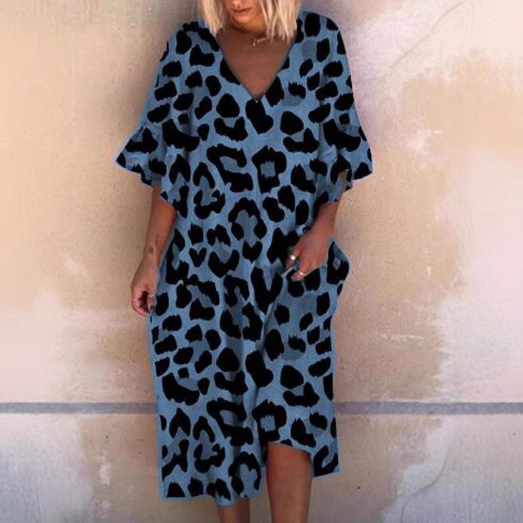 Women's Sleeveless Kaftan Dress in Leopard Print by Heidi-Mode, view 2 - Elena Harper