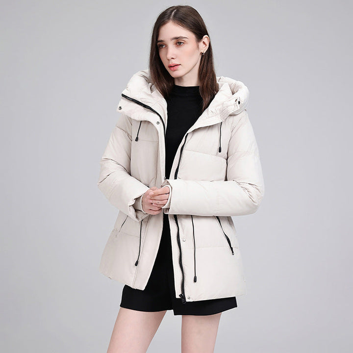 Women's Padded Hooded Parka with Adjustable Drawstring and Ribbed Cuffs