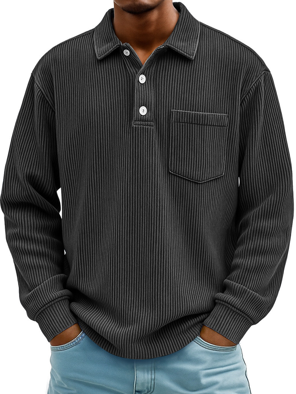 Men's Long Sleeve Casual Polo Shirt – Effortless Style & Comfort