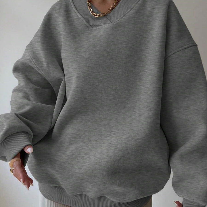 Women's Round Neck Long Sleeve Solid Color Sweater