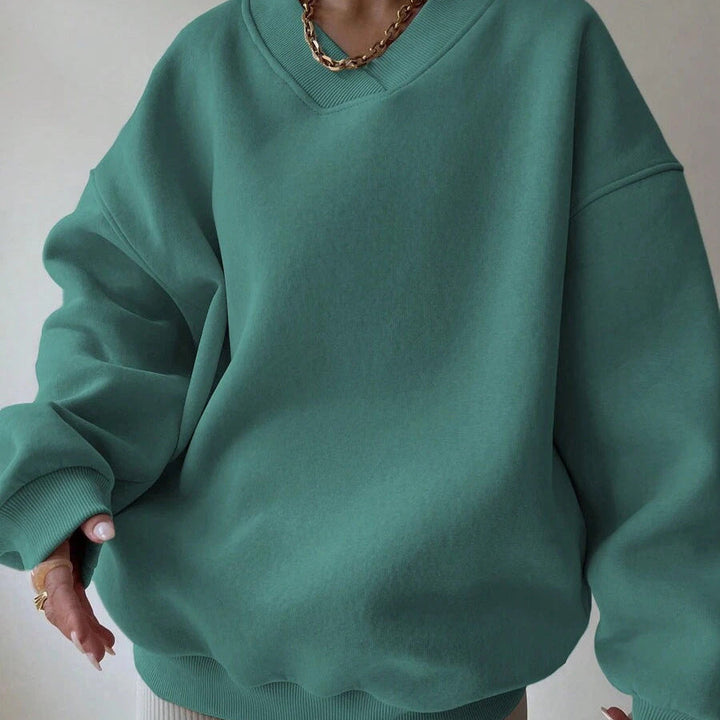 Women's Round Neck Long Sleeve Solid Color Sweater