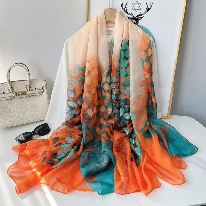 Casual Leaf Print Scarf