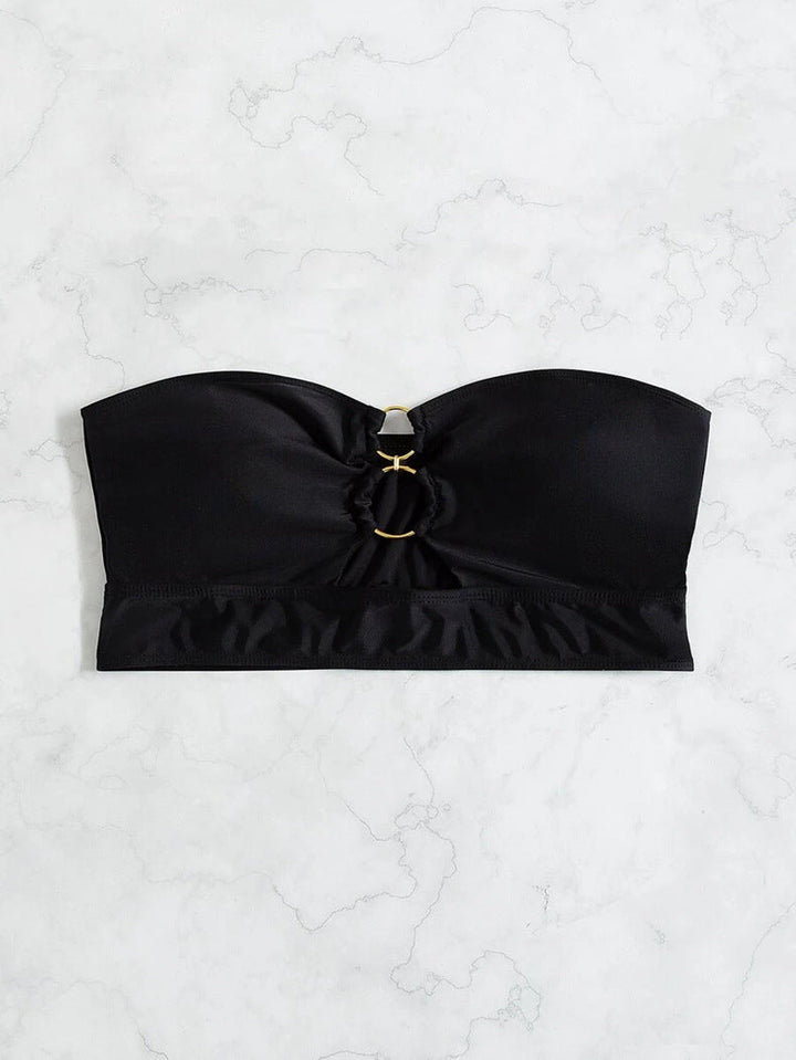 Women's Bandeau Bikini Top with Elegant Gold Accents EB