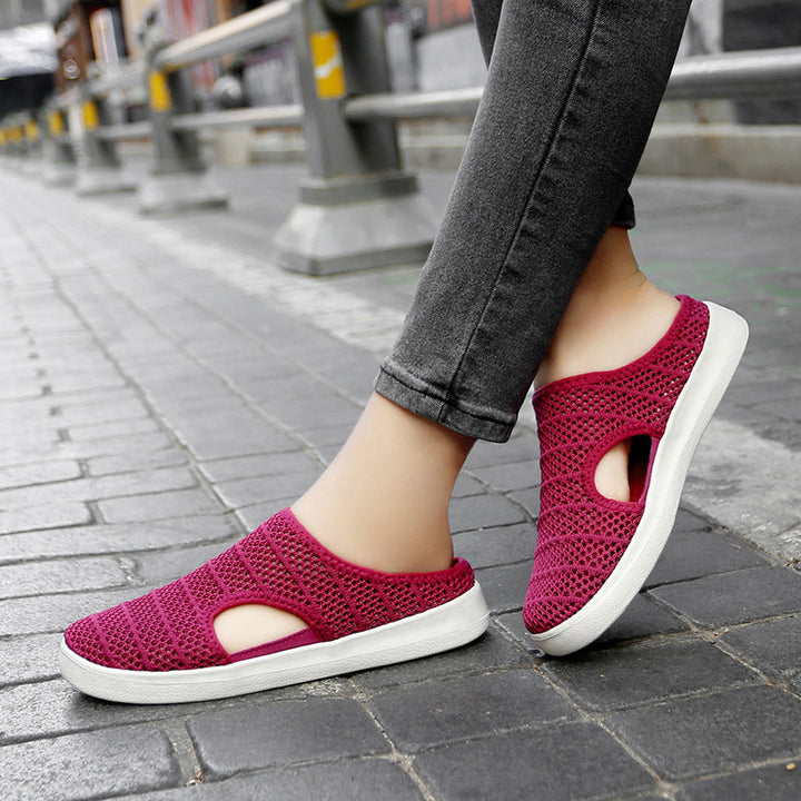 Women's Breathable Slip-On Clogs with Elastic Mesh Design EB