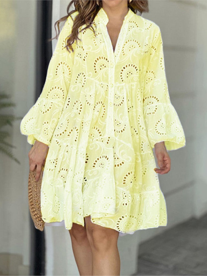 Gala | Mini dress for women with lace embroidery and ruffles