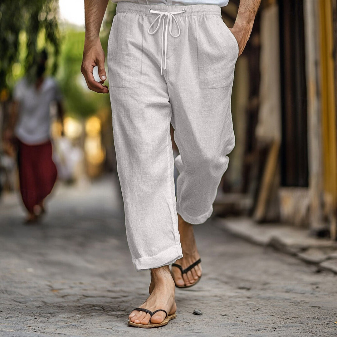 Men's Lightweight Casual Pants with Elastic Waist & Pockets