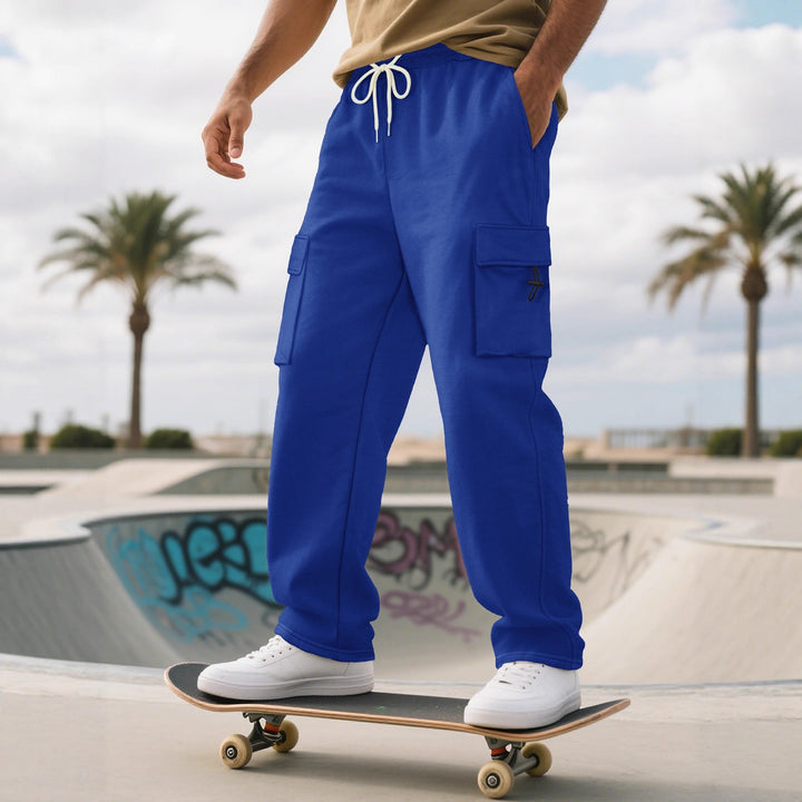 Men's Cargo Jogging Pants with Elastic Waistband and Side Pockets