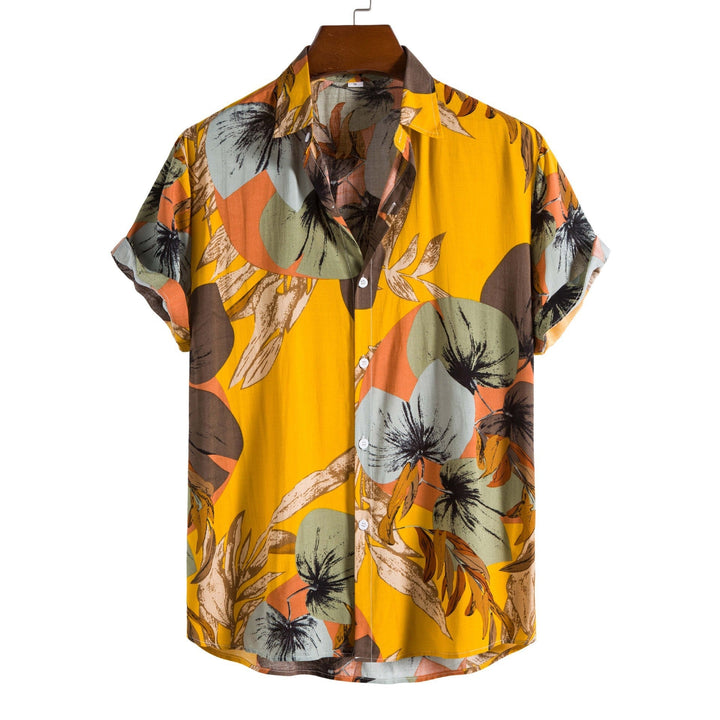 Men's Floral Pattern Short Sleeve Shirt - Stylish & Relaxed Fit