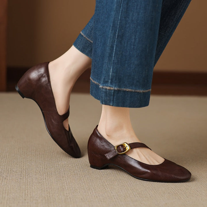 Women's Round Toe Vegan Leather Mary Jane Flats – Quira