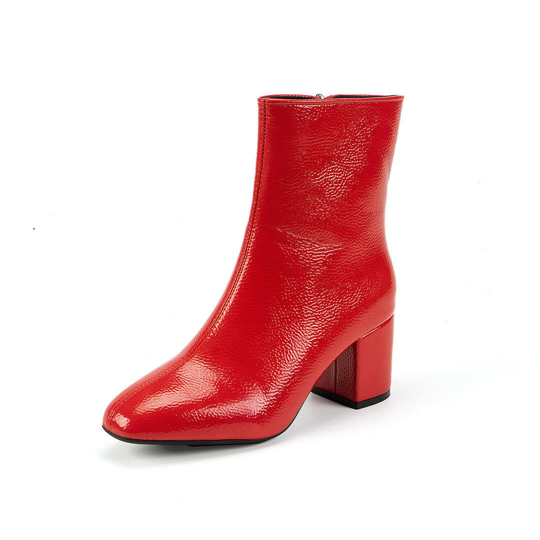 Women’s Ankle Boots with Block Heel and Zipper