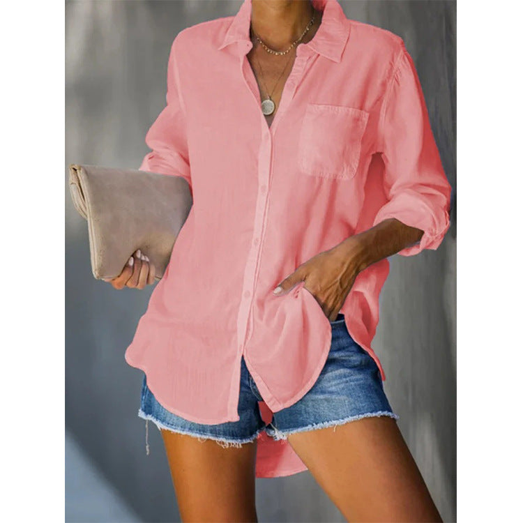Women's Lightweight Blouse Shirt with Classic Collar
