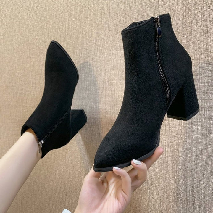 Women’s Ankle Boots with Block Heel and Zipper