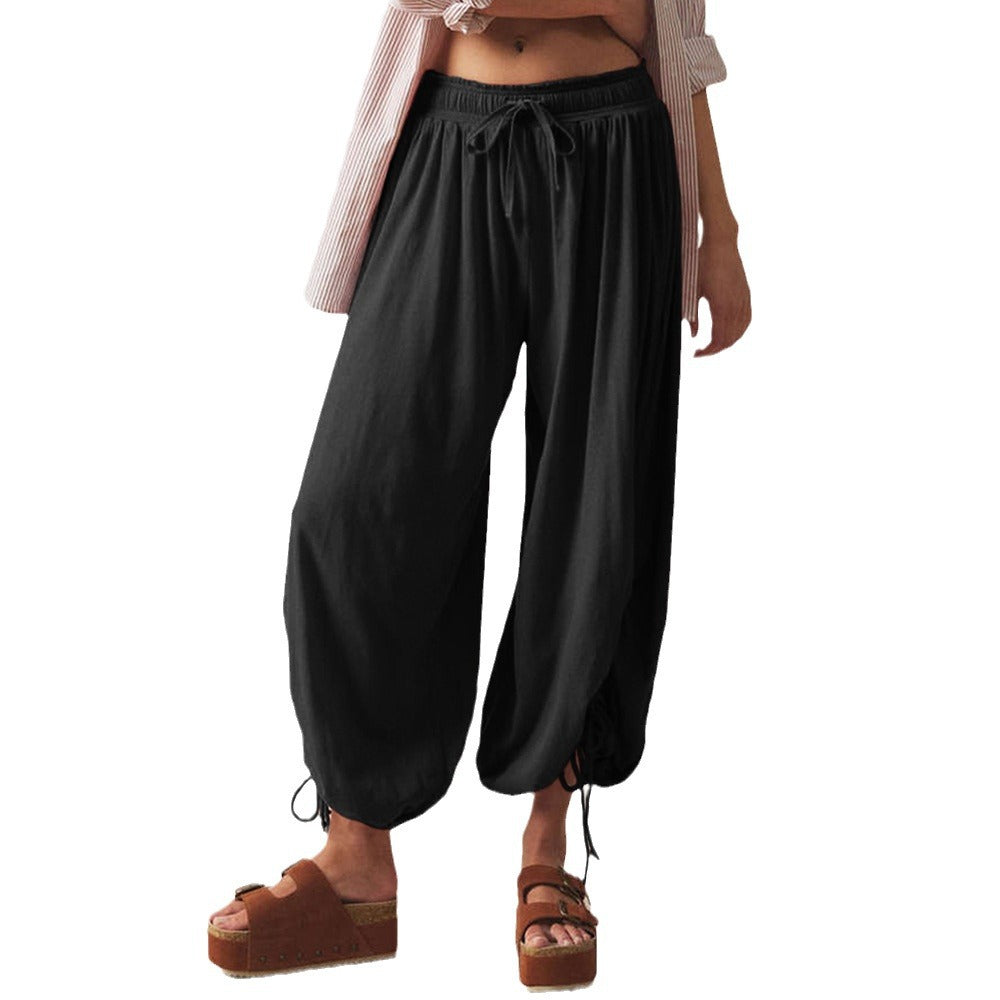 Ladies Comfortable Harem Pants with Elegant Ruffle Details EB