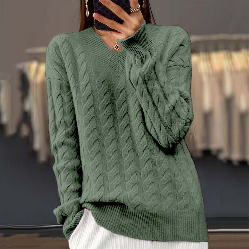 Casual Twisted Knit Pullover